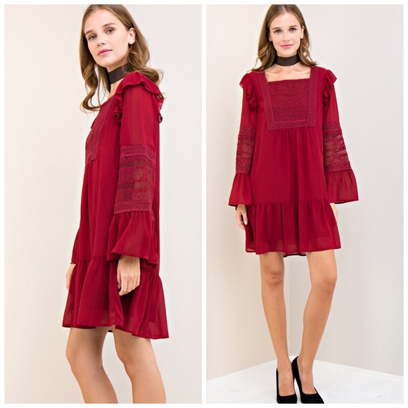 ❤️ARRIVED Amazing Drop Waist Ruffle/Crochet Dress - Picture 4 of 6